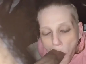 Mature Blonde Woman Is Eagerly Sucking A Massive Black Dick