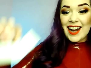 Latex slut solo anal masturbation